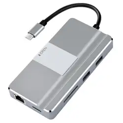 YC217 высокое Скорость USB Hub Тип C к HDMI USB3.0 RJ45 TF Micro SD Card Reader адаптер для MacBook