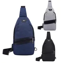 Мужской Одноцветный холщовый сумка через плечо Универсальный с молнией нагрудный пакет