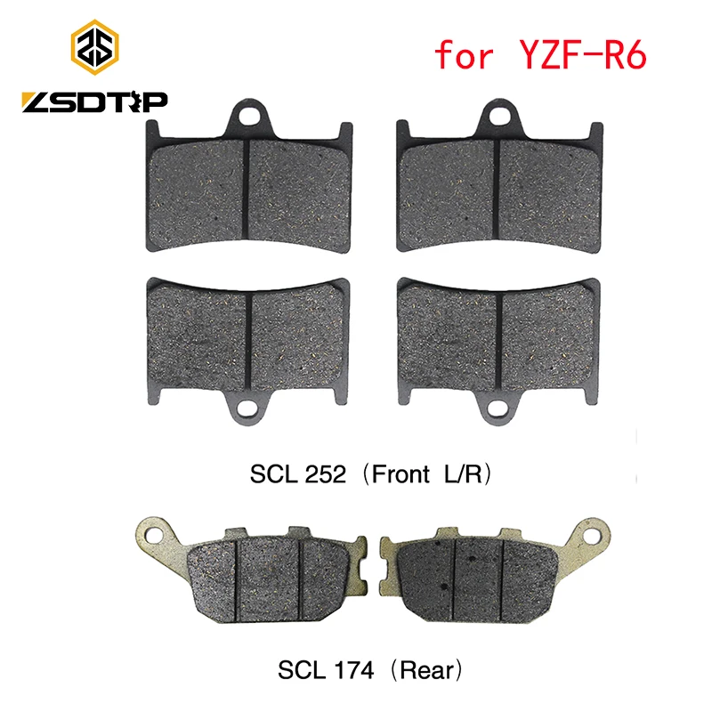 Передние и задние тормозные колодки для мотоцикла ZSDTRP Yamaha YZF-R6 2003-2013 набор