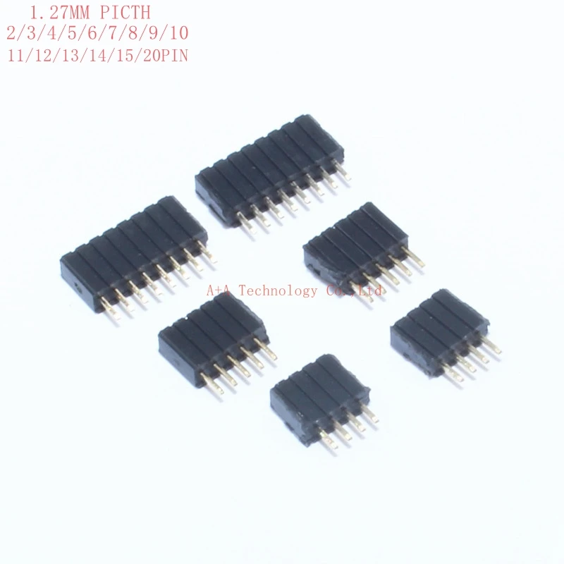 20PCS 1.27mm Pitch Single Row Pin Straight Female Header Socket 1*2p 3p 4p 5p 6p 7p 8p 9p 10p 12p 14p 16p 20p 40p Connector |