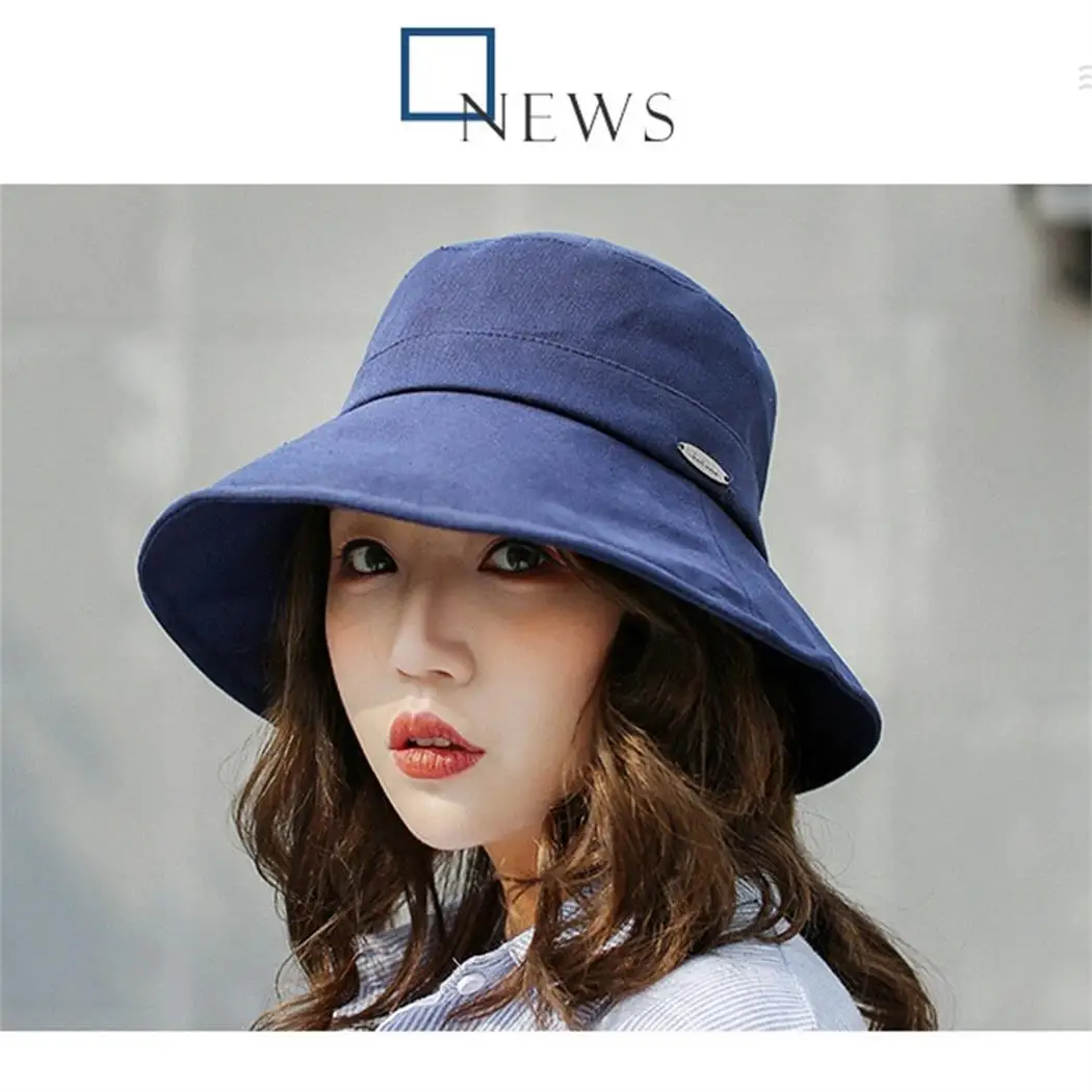 Summer Bucket Hat Women Sun Hats Wide Brim Foldable Beach Outdoor Visor