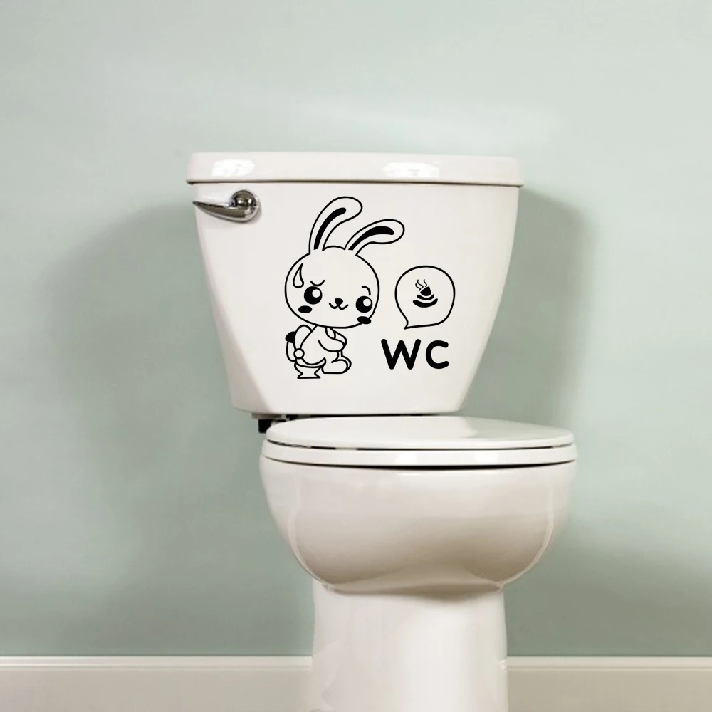 

Posters Vinyl Decals Toilet Sticker Home Decoration Roll Paper Rabbit Smile Wall Stickers