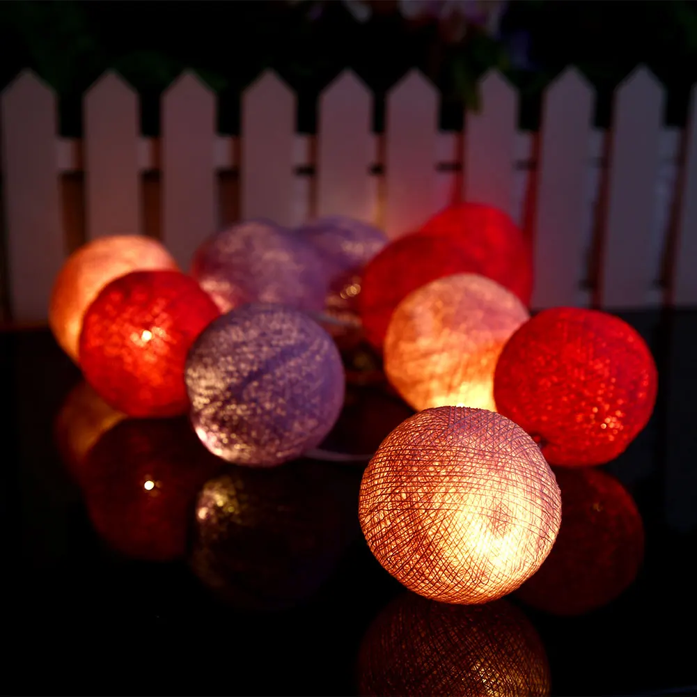 Рождественская хлопковая 10 мяч светодиодный 1,8 м Строка Света Свадьба Спальня домашний розовый/синий