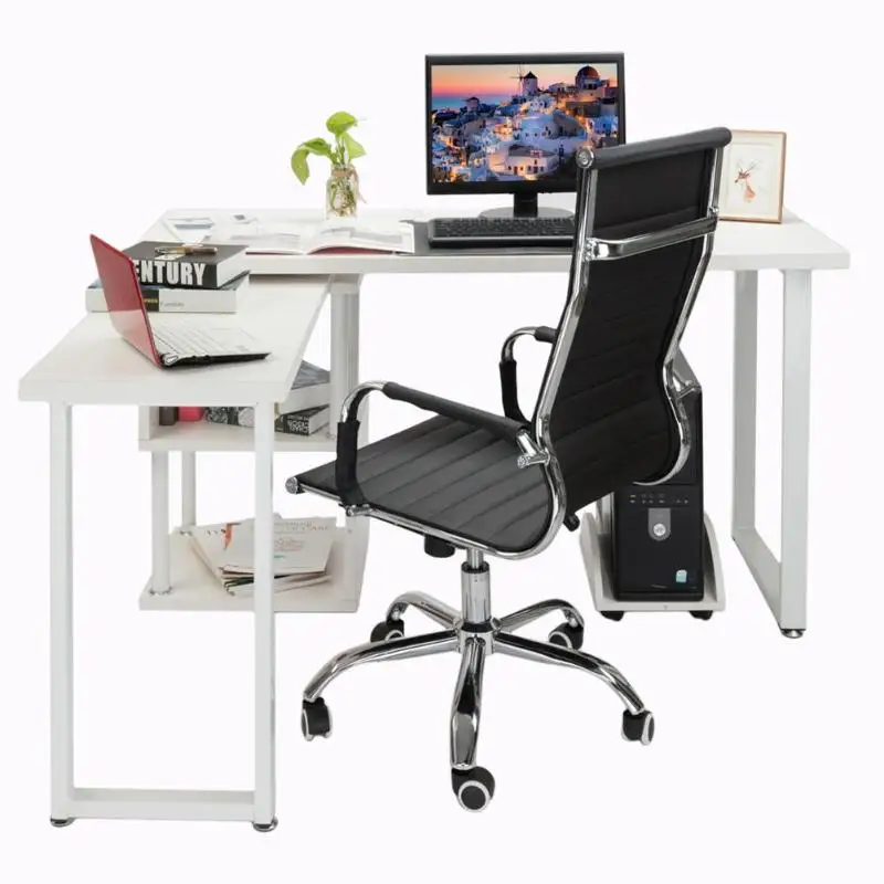 PU Leather High Back Swivel Chair Office Chair Adjustable Height Black
