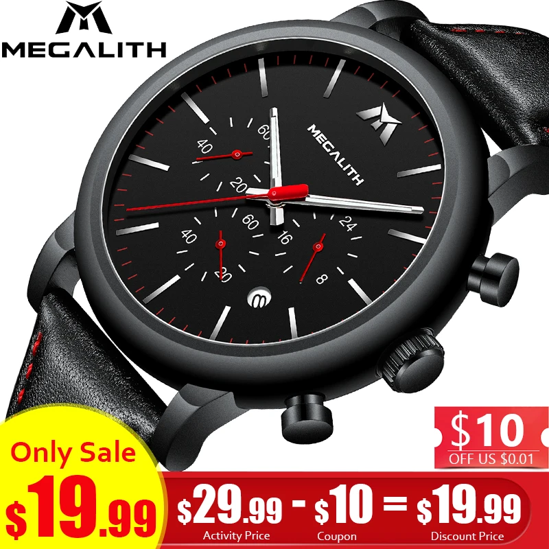 MEGALITH Fashion Mens Watches Waterproof Quartz Watches For Mens Black Leather Strap Wrist Watches Male Clock Relogio Masculino MEGALITH Fashion Mens Watches Waterproof Quartz Watches For Mens Black Leather Strap Wrist Watches Male Clock Relogio Masculino