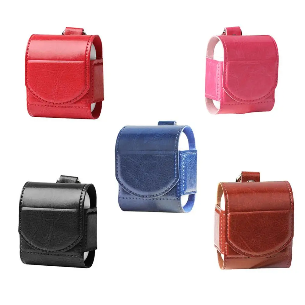 

Wireless Bluetooth Headset Leather Case Easy To Carry Fall Resistant With Hanging Fasteners For Apple Airpods Protection Case
