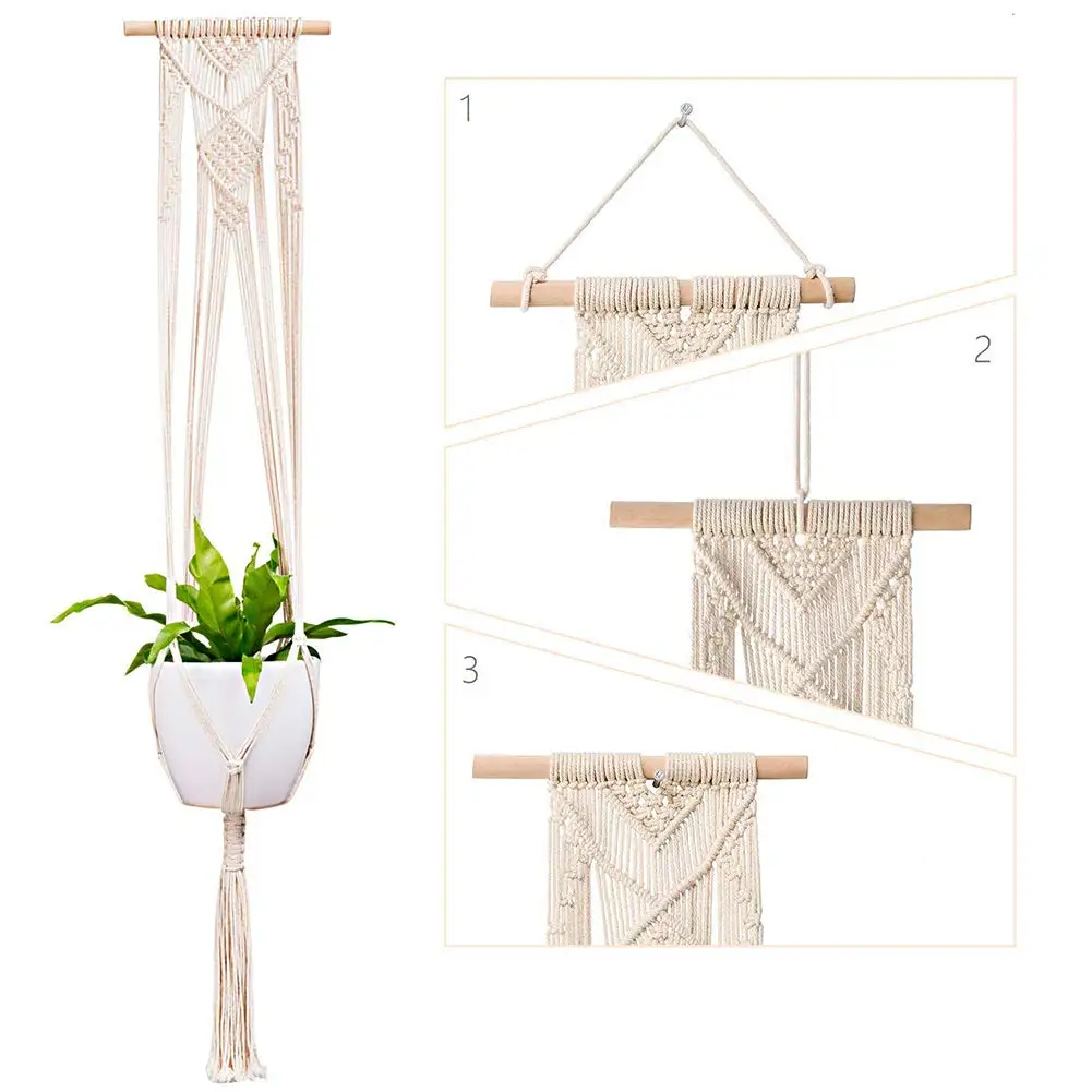Алим Горячая Подвеска для растений из макраме крытое растение открытого грунта держатель хлопок веревочные вешалки 2 шт Бохо кашпо, 41 дюймов