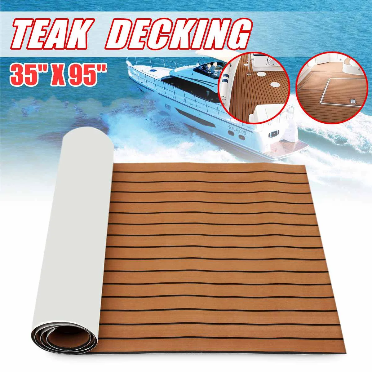 

Self-Adhesive 900x2400x5.5mm Marine Boat Synthetic Flooring EVA Foam Yacht Teak Decking Sheet Accessories Boat Dark Brown Black