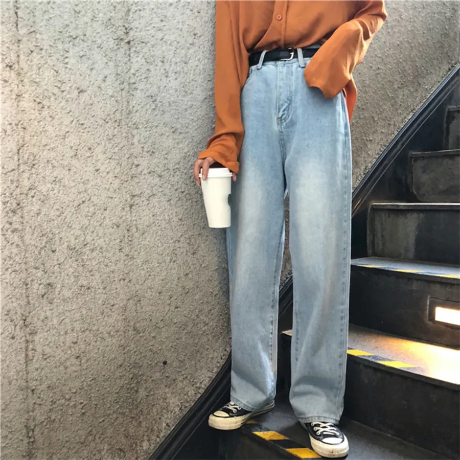 

Spring Autumn Women's Wide Leg Pants High Waist Jeans Vintage Female Denim Pant Fashion Loose Trousers