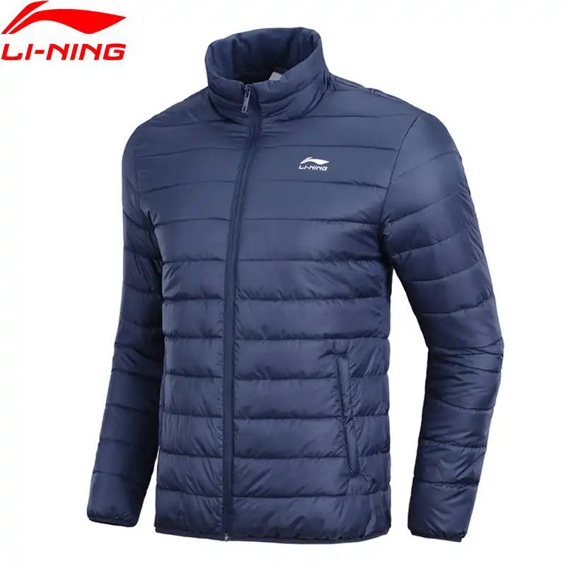 Li-Ning, мужское Трендовое Спортивное Стеганое пальто, зимняя теплая спортивная куртка с подкладкой из 100% полиэстера, AJMN009 MWM1905 - изображение