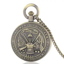 IBEINA стимпанк Винтаж армии США тема Карманный Брелок часы Ретро цепочки и ожерелья часы с круглым подвесным кольцом