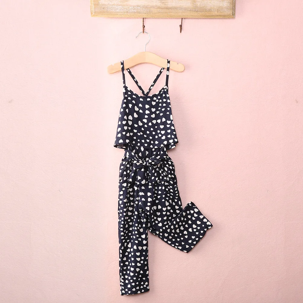 Pudcoco/Одежда для девочек модные детские комбинезоны с цветочным принтом и сердечками для девочек брюки-комбинезон на подтяжках