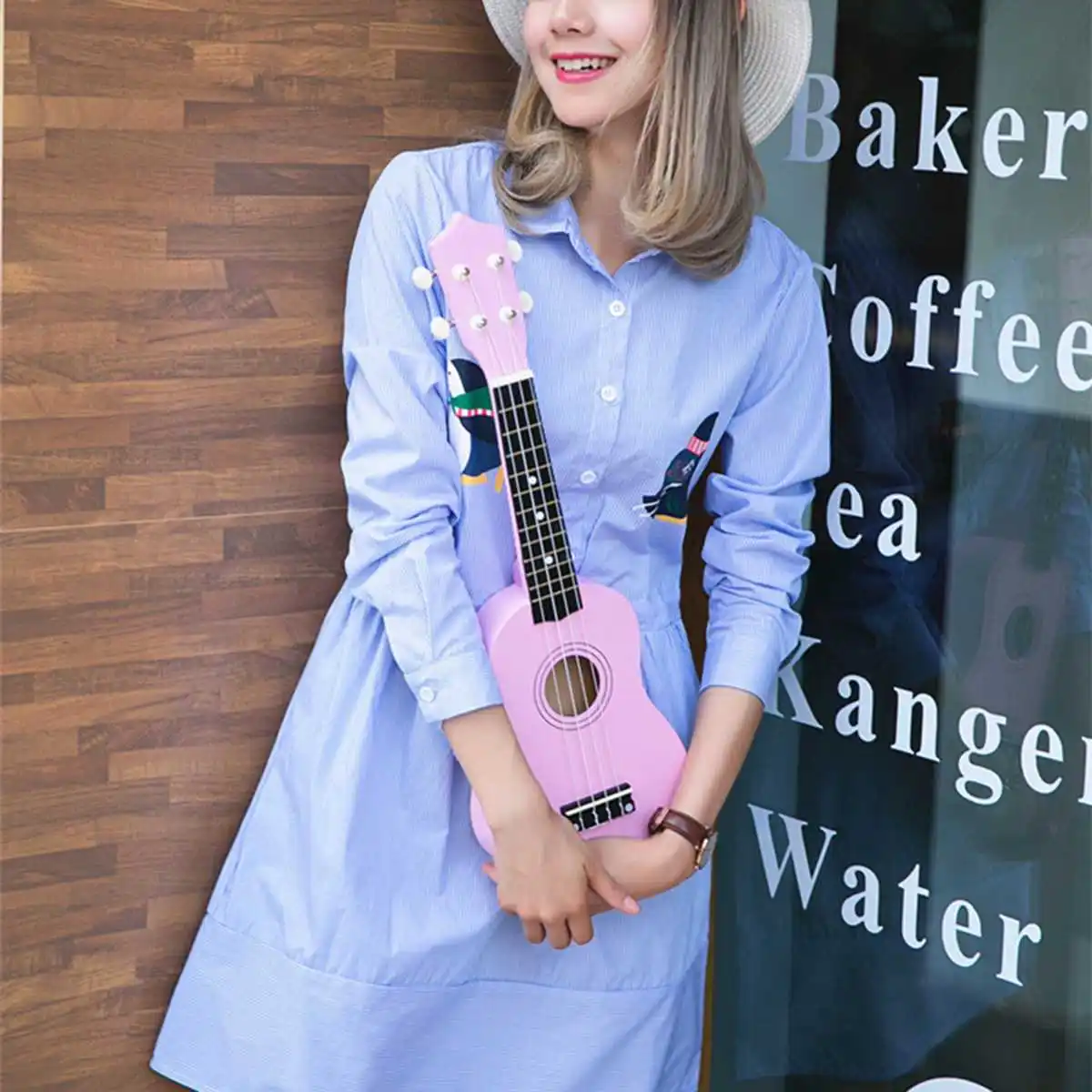 21 дюймов Ukelele сопрано 4 струны Гавайская ель липа гитара набор музыкальных