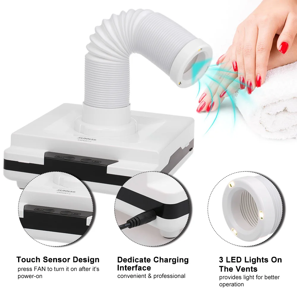 60W Nail Fan Nail Dust Collector Vacuum Cleaner Dust Extractor Manicure