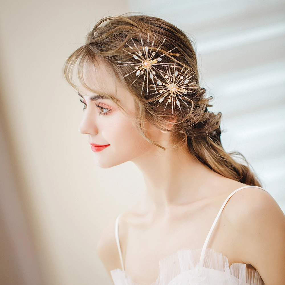 

3pcs/set Hair Clips Simulated Pearls Beaded Headdress Barrettes Accessories Gold Color Metal Headwear Side Clip Jewelry Handmade