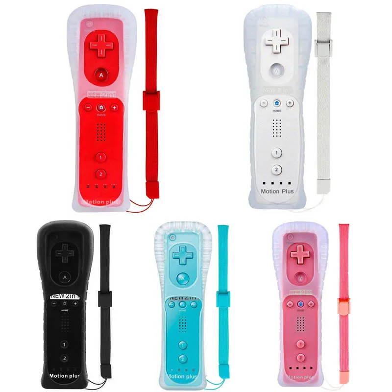 

Built in Motion Plus Remote Controller Gamepad Joystick For Nintendo WII & WII U with Silicone Case and Strap