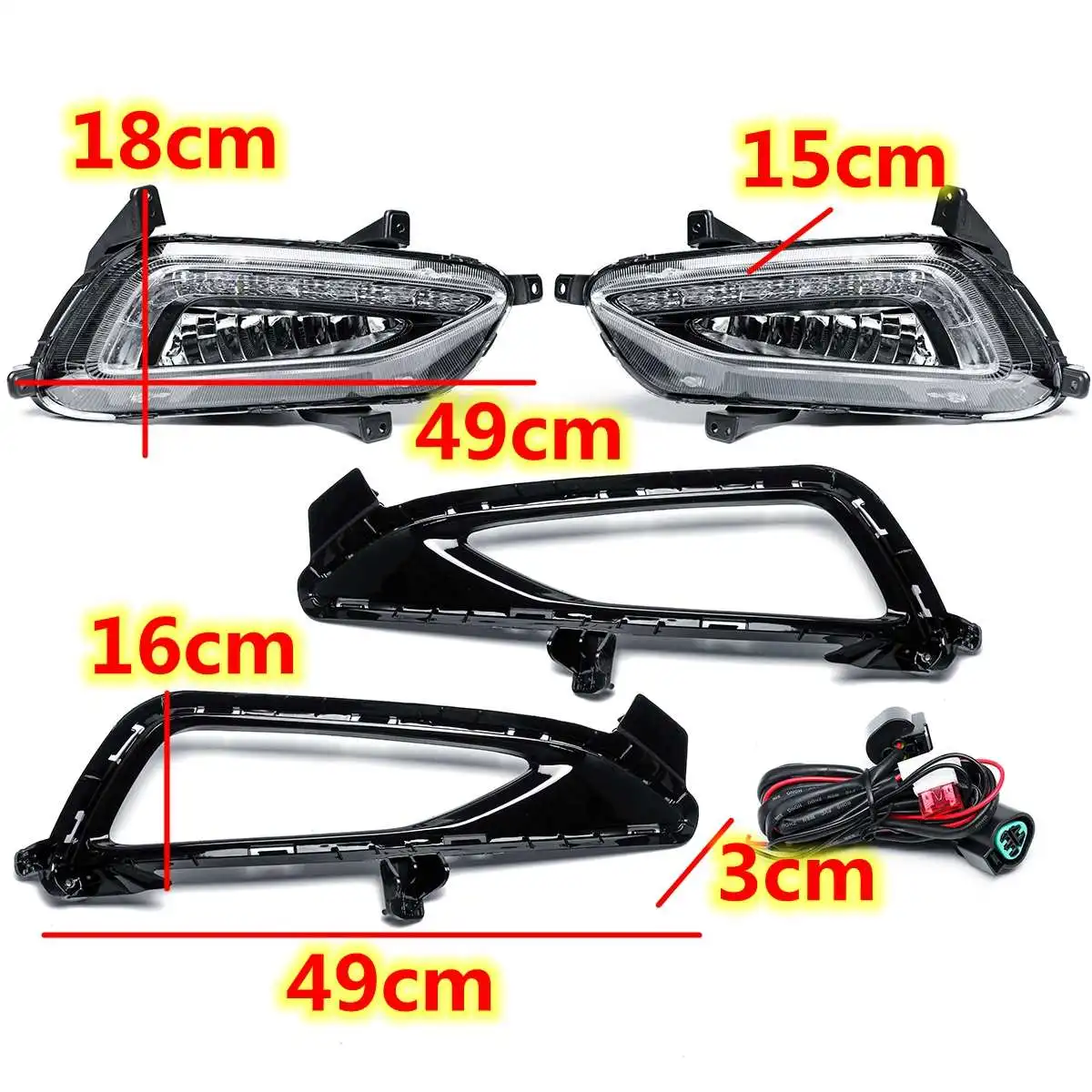 For Hyundai Tucson 2015 2016 17 2018 1 Pair White Led Drl Daytime Running Lights Daylight 12V Abs Fog Lamp Cover Car Accessories