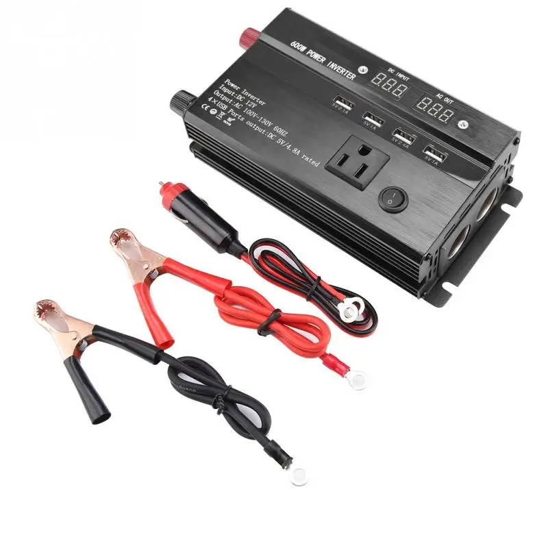 

600W Car Power Inverter DC 12V to AC 110V LED Digital Display Auto Car Home Converter Power Inverter with 4 USB