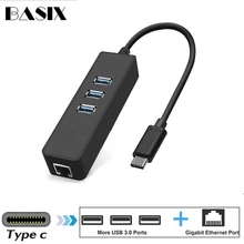 Basix USB C Ethernet-адаптер USB C концентратор к Ethernet RJ45 сетевой адаптер сетевой карты Gigabit Интернет для Macbook Pro air Тип C концентратора