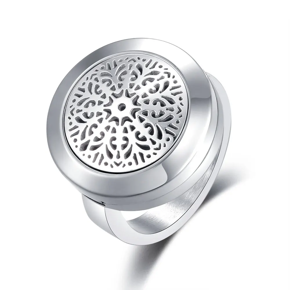 8 piece silver color newest Abstract Flowers ring Aromatherapy