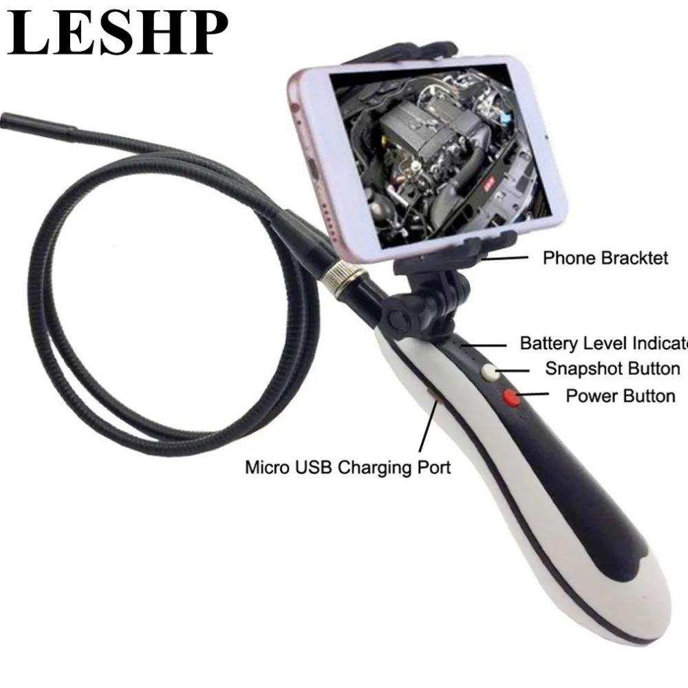 

Handheld Wifi Endoscope Camera 8mm Wireless Wifi Borescope With 1m Rigid Cable Snake Industrial Endoscope For IOS Android