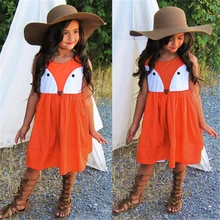 CANIS/Новинка года, повседневная одежда для маленьких девочек возрастом от 1 года до 5 лет милое платье с рисунком лисы для малышей летнее праздничное платье без рукавов детская одежда из хлопка