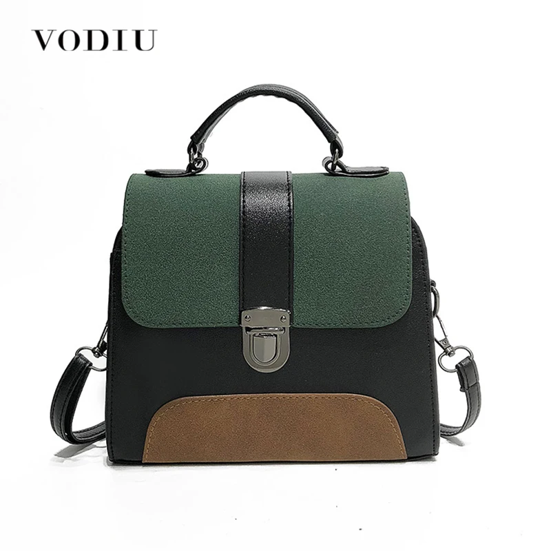 Women Shoulder Bag Leather Crossbody Top Handle Tote Patchwork Messenger Bags For Women High Quality Retro Fashion Ladies Bag