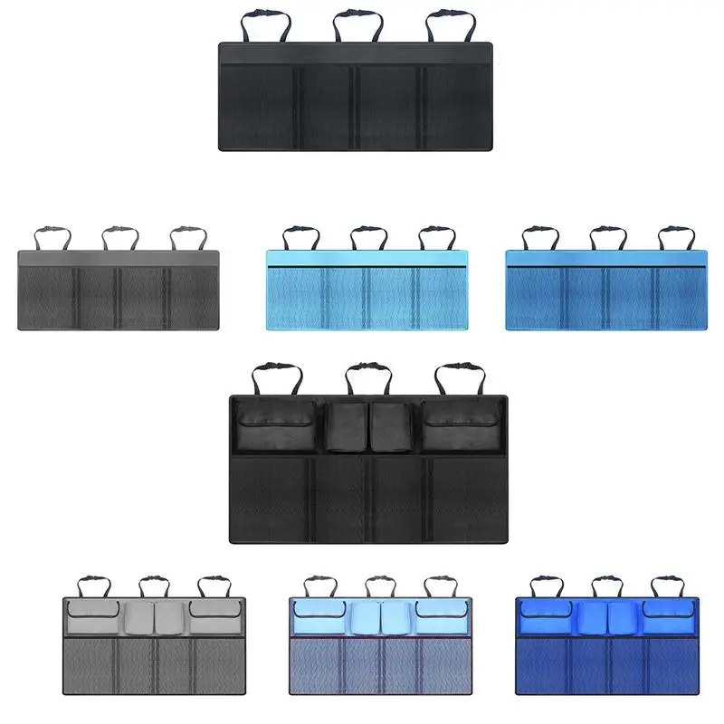 

Car Trunk Storage Box Large Capacity Foldable Rear Seat Mesh Storage Bag Adjustable Shoulder Strap Velcro Seal Auto Accessories