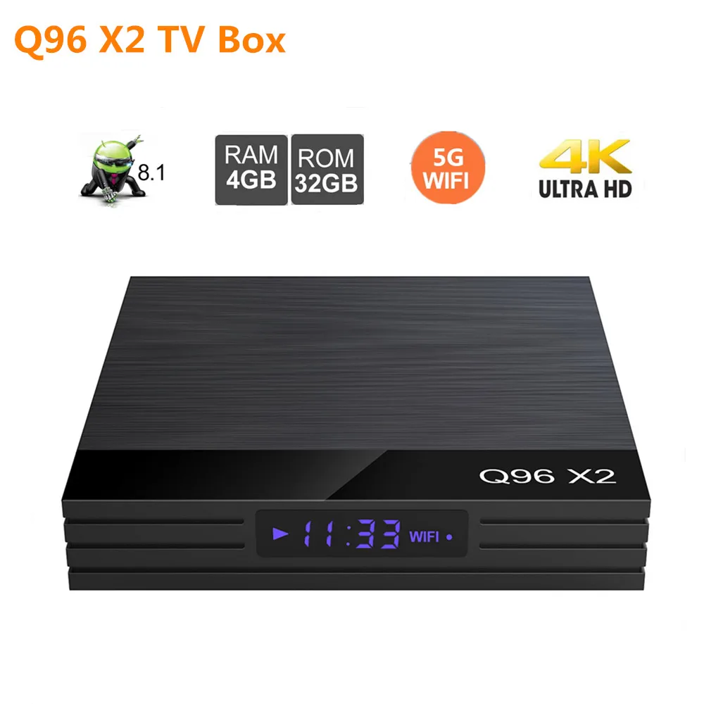 

Q96 X2 Smart TV Box Android 4GB RAM 32GB ROM Amlogic S905X2 Android 8.1 Set Top Box 2.4G +5G Wifi USB3.0 4K H.265 Media Player