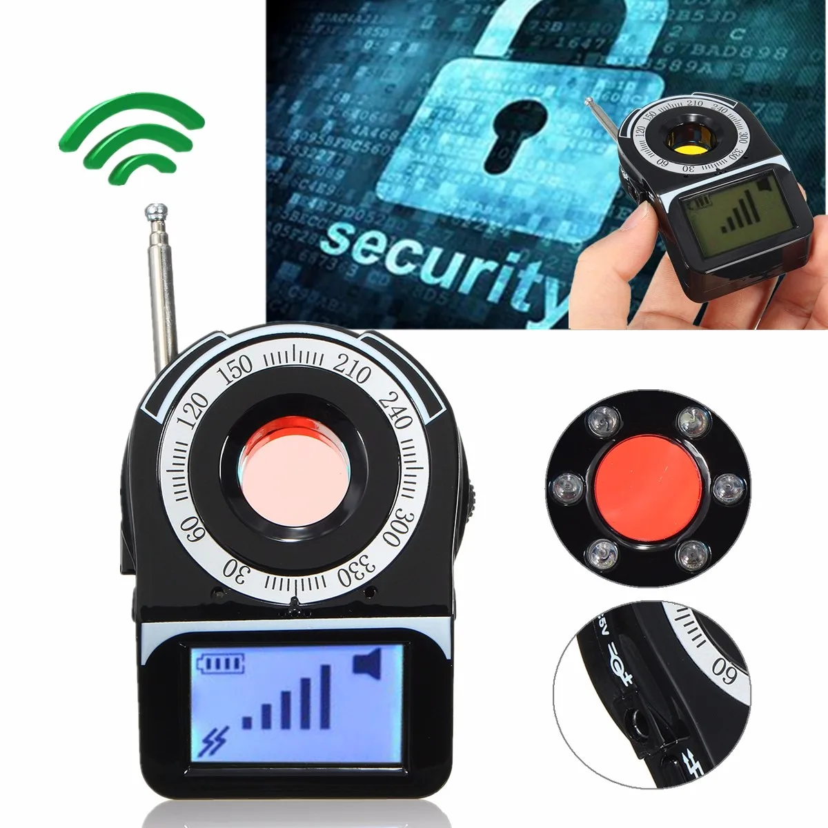 GPS GSM Signal WIFI G4 RF Tracker Camera Bug Finder Anti-Spy Detector Anti Candid Camera Detector