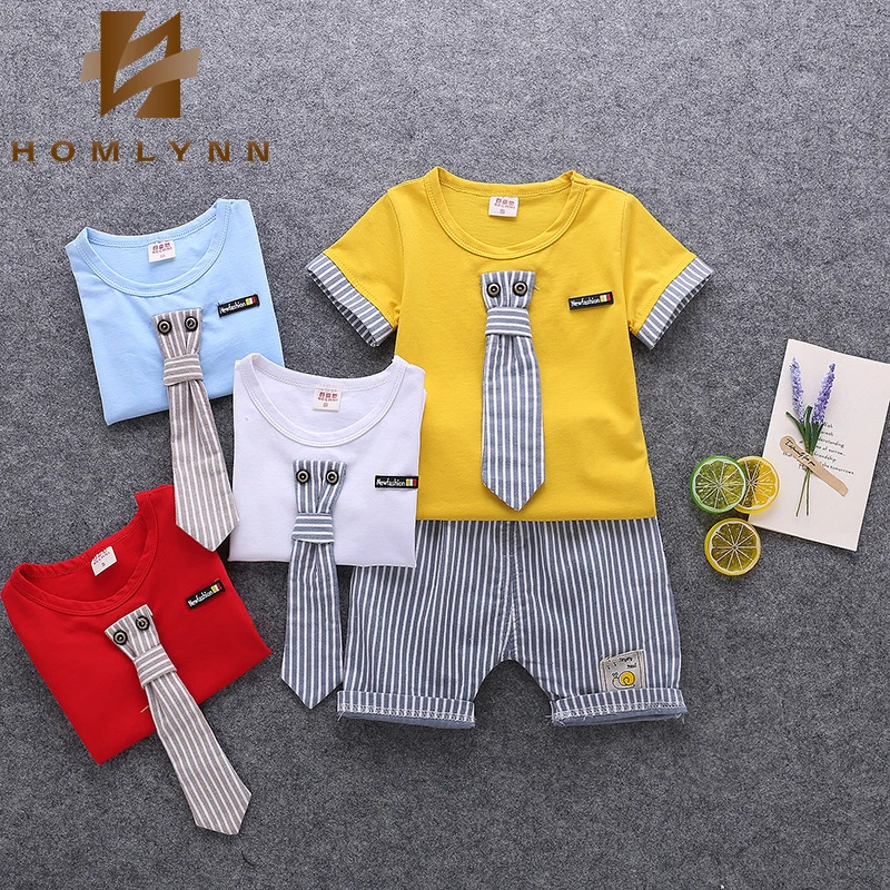 

2019 Homlynn Boys Clothes Fashion Striped Shorts Toddler Boys Clothing Set Kids Christmas Thanksgiving Outfits Summer Clothes