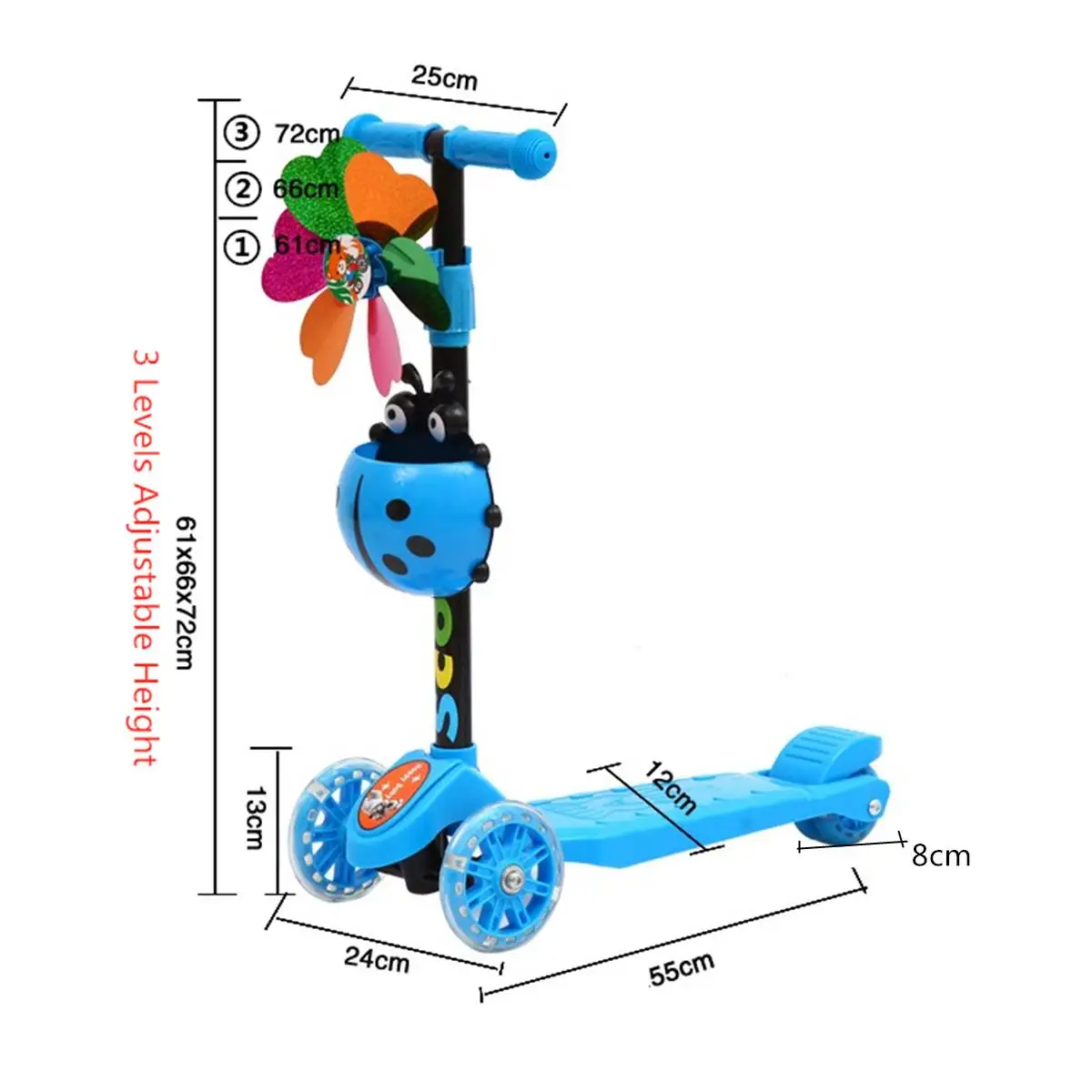 Children's Adjustable Unisex Kick Scooter LED Light Up 4 wheel Foot Scooters Children City Roller Skateboard Gifts For Kids