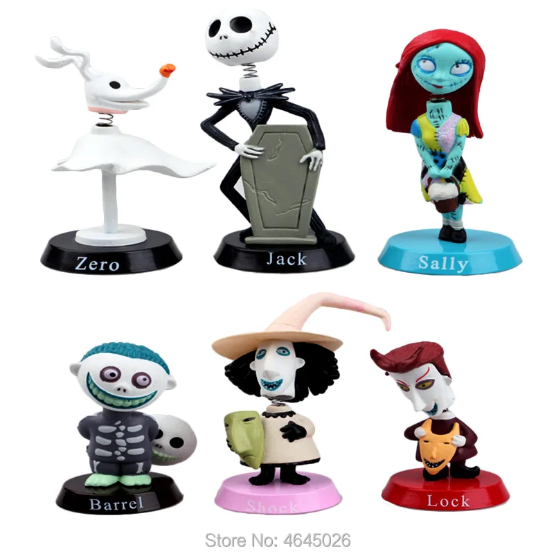

The Nightmare Before Christmas Anime Figures Henry Selick Clay Jack Sally Shock Zero Head Knock Bobble Head Model Kids Toys Gift