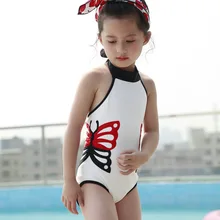 Милая одежда для купания для маленьких девочек, цельный купальный костюм с рисунком бабочки для девочек, детский купальный костюм, лидер продаж, шапочка для плавания