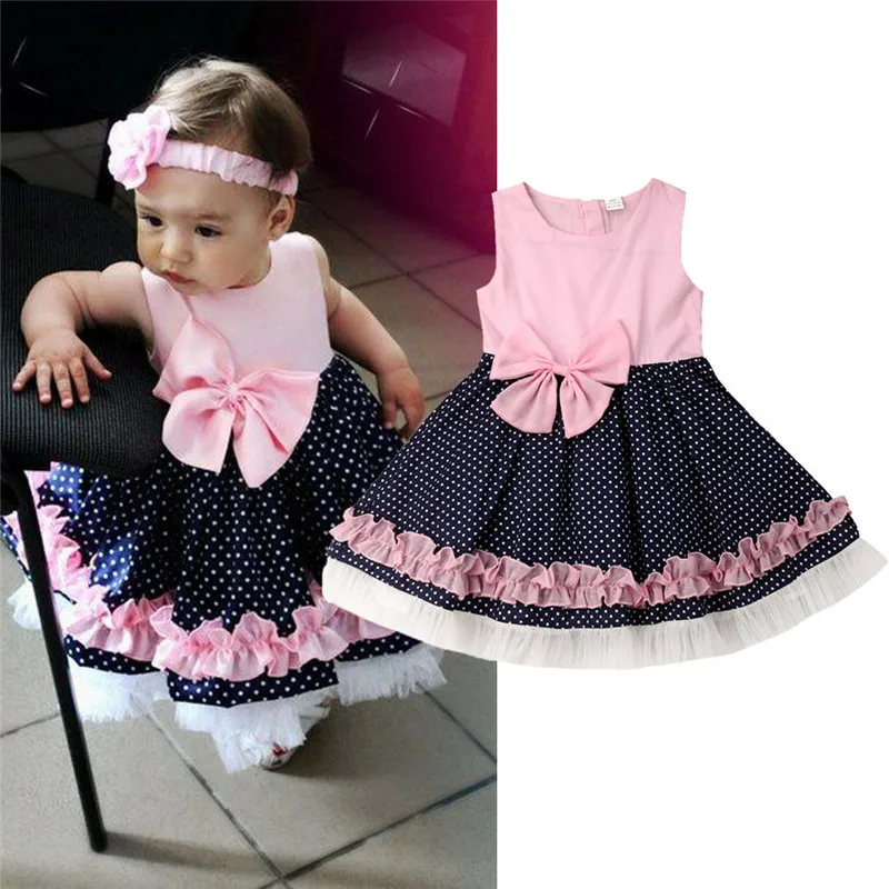 

Summer 2019 Girls Dresses Girl Sleeveless Vestidos Polka Dot Cotton Children Clothes Baby Girl Tulle Tutu Dress Wholesale