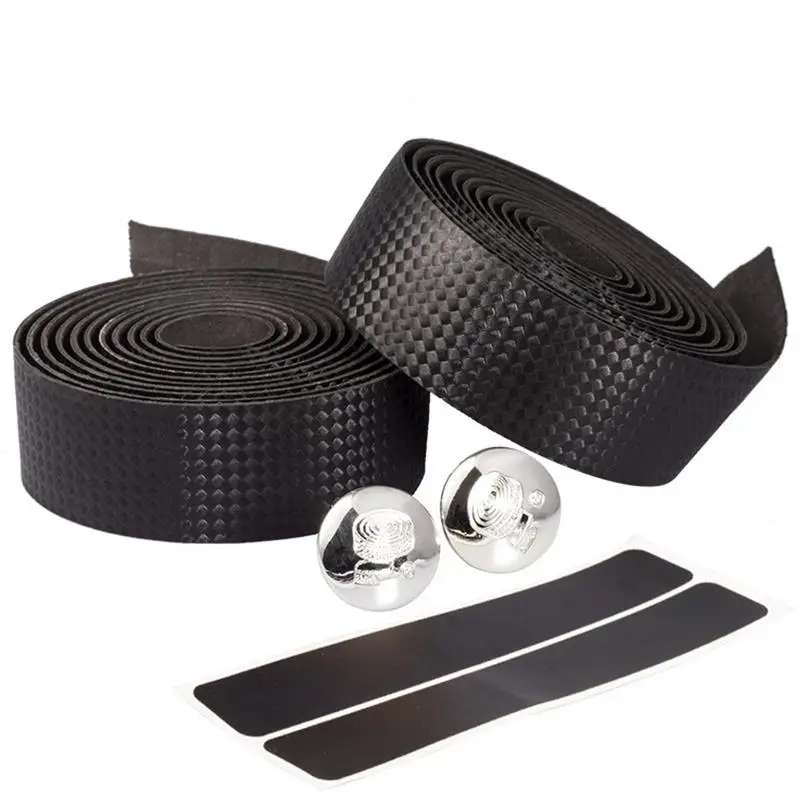 

2 Bar Bicycle With Carbon Fiber Handlebar Tape Bicycle Racing Handle Tape+2 Bar Handlebar Plug Non-slip Durable Tape