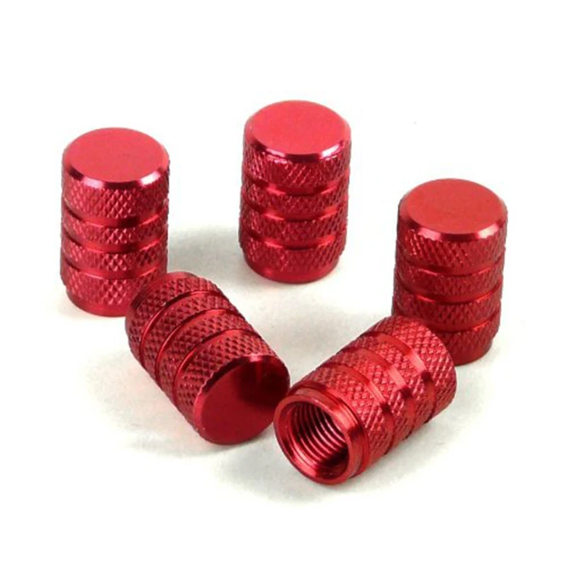 

5 Pcs Red Aluminum Alloy Bicycle Valve Caps valve Closures Theftproof Car/Bike Tire Air Valve Caps Wheel Round Valve