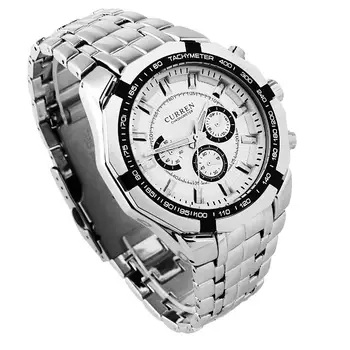 

LinTimes Men Wristwatches Style Quartz Watch White Dial Silver Strap Watch