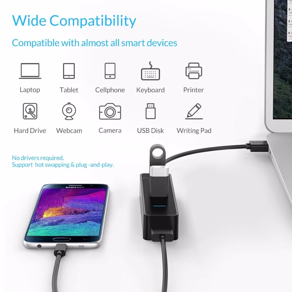 ORICO W5PH4 U3 USB 3 0 4 порта концентратор 5 Гбит/с высокая скорость для ноутбука