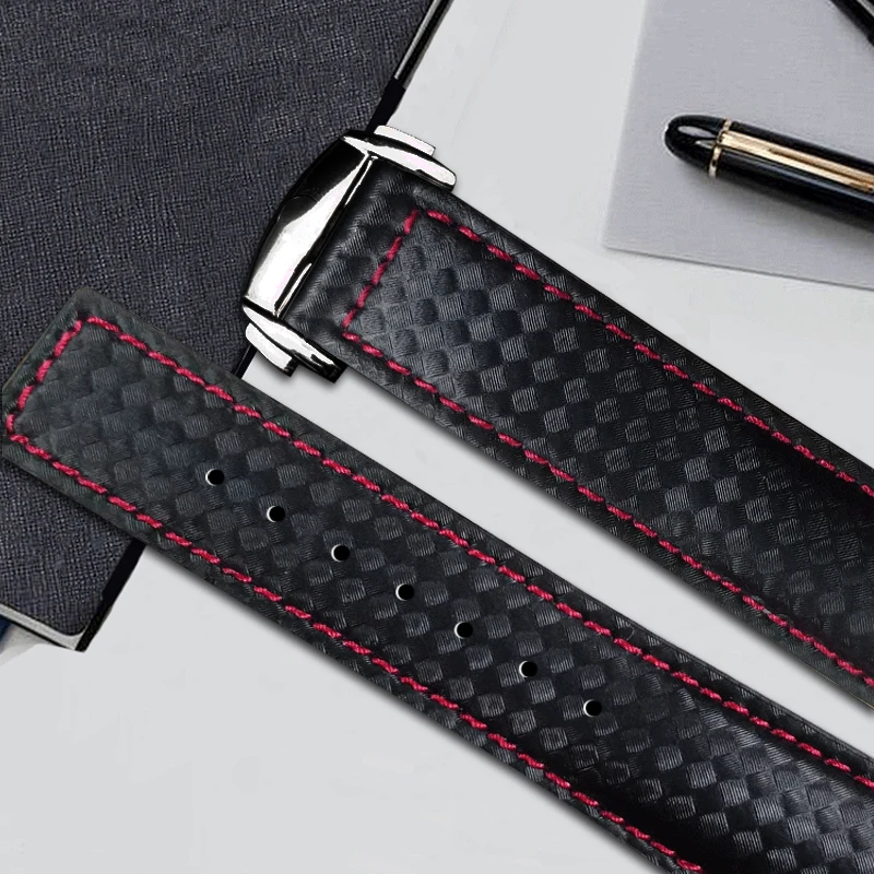 For Samsung Galaxy Watch 46mm Genuine Leather Carbon Fiber Band Strap For Gear S3 Classic Frontier Leather Bracelet For Amazfit For Samsung Galaxy Watch 46mm Genuine Leather Carbon Fiber Band Strap For Gear S3 Classic Frontier Leather Bracelet For Amazfit