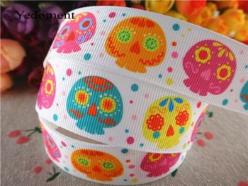 

15051721, 1'' (25mm) 10 yards flowers skull printed grosgrain ribbons cartoon characters ribbon hair accessories