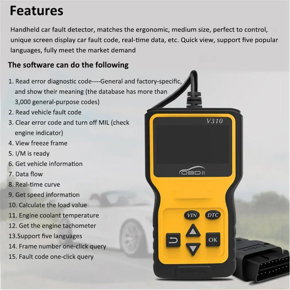 Считыватель кодов ошибок автомобиля V310 OBD2 сканер диагностический инструмент