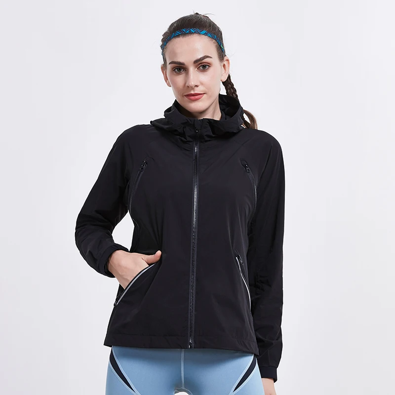 

Willarde Autumn Winter Zipper Sports Running Yoga Jackets Women's Hooded Headphone Hole Fitness Workout Windproof Tops