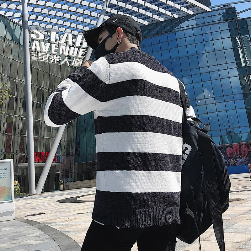 2018 Winter New Casual Stripe Male Round Neck Long Sleeve Sweater dress pullover men Knitting Upper Garment