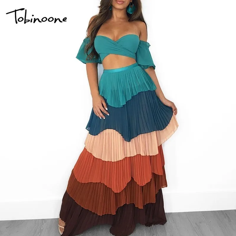 

Tobinoone Two Piece Set 2 Piece Set Women Summer Ribbed Crop Top And Skirt Set Matching Sets Woman Two Pieces Outfits Beach Wear