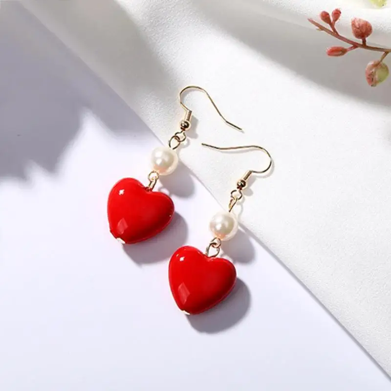 

2019 Korean Sweety Lovely Style Drop Earrings Fashion Women Irregular Love Heart Dangle Hook Geometric Drop Earrings Gift