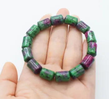 

red green jade pillar 10*14mm bracelet 7.5inch wholesale beads FPPJ Xmas gift