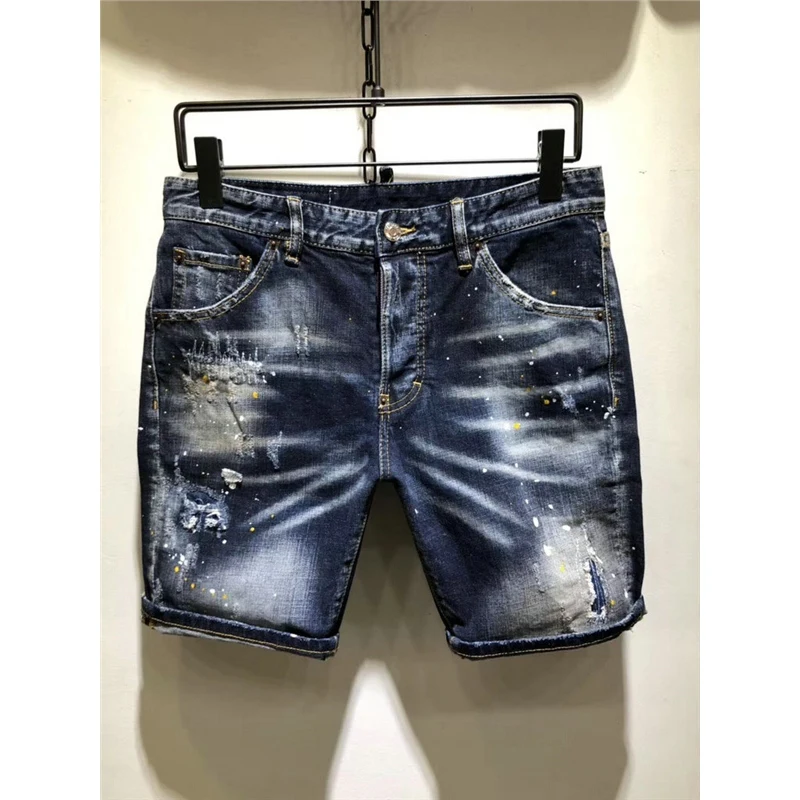 Новые летние Для мужчин Stretch Slim Fit Короткие джинсы скинни Джинсовые шорты s