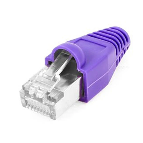 

10 Pcs Metal Shielded 8P8C RJ45 Plug End Network Connectors w Boots Cover