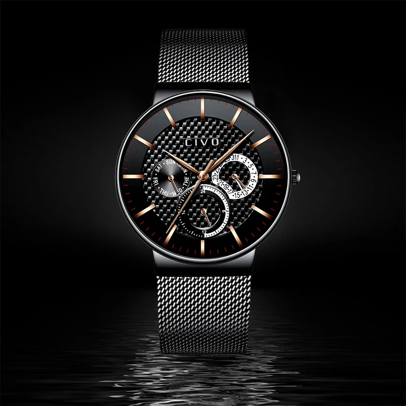 

CIVO 2019 New Luxury Brand Quartz Watch Fashion Sport Military Watches Men Full Steel Waterproof Wristwatch Clock For Man